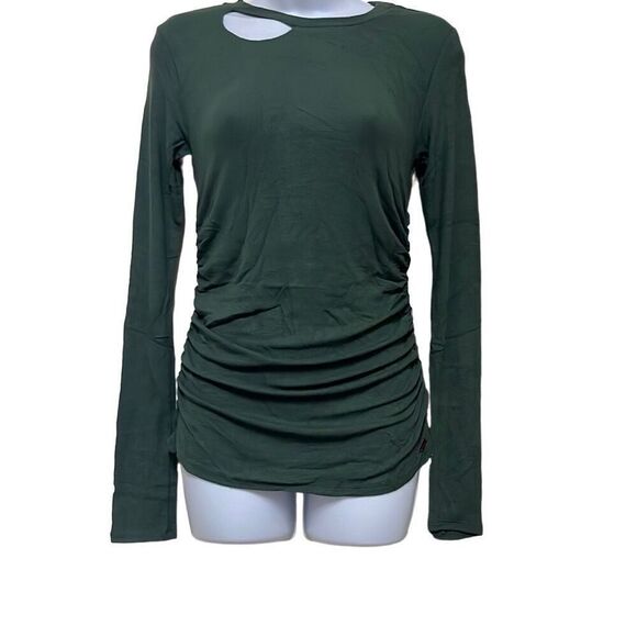 Revolve n:philanthropy Gavin Cut Out Top Green Ruched Sides Stretch Medium NWT - Picture 1 of 10
